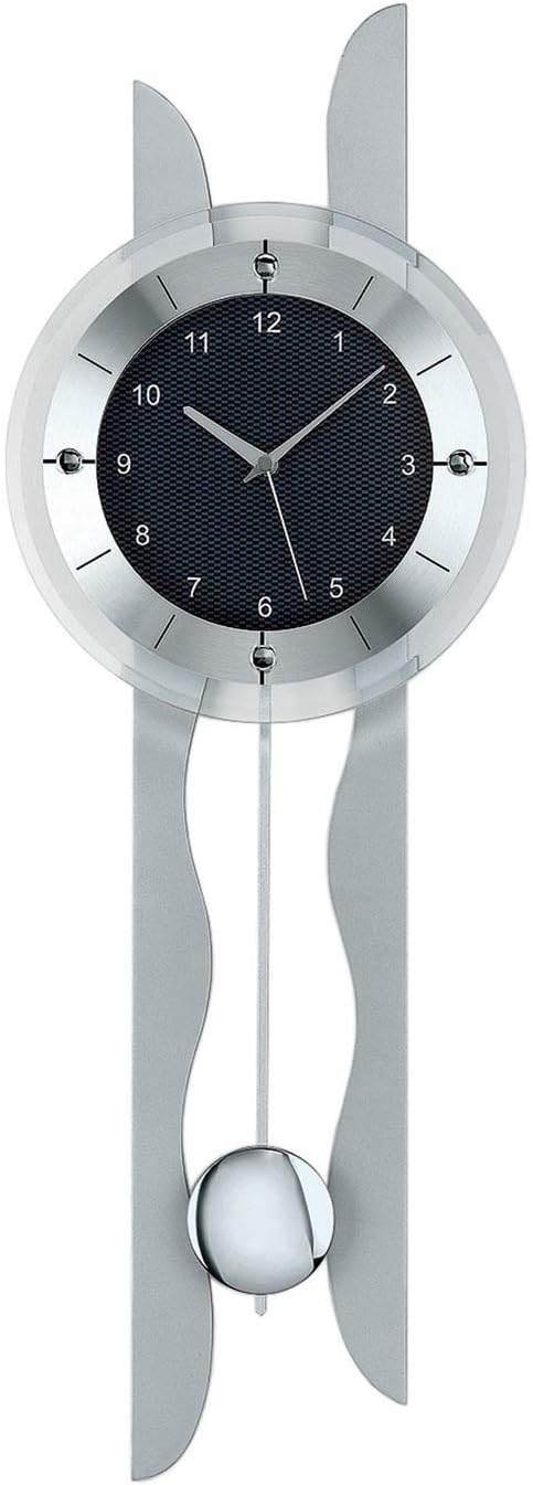 AMS F5243 Funk Pendeluhr, Holz, Anthrazit, 82 x36x13cm