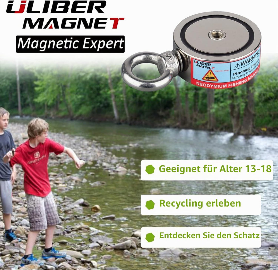 ULIBERMAGNET Super starke doppelseitige Angelmagnete, kombiniert 240KG, Starter Starter-Set mit Neod