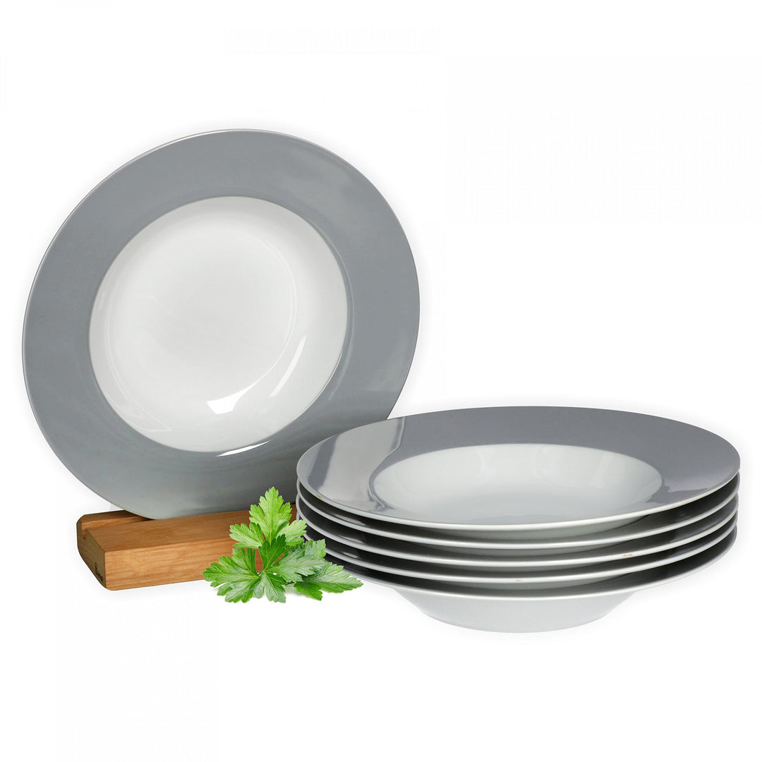 Van Well Suppenteller-Set Vario 6-teilig Farbe wählbar Suppenteller | 6 Stk. Grau, Suppenteller | 6