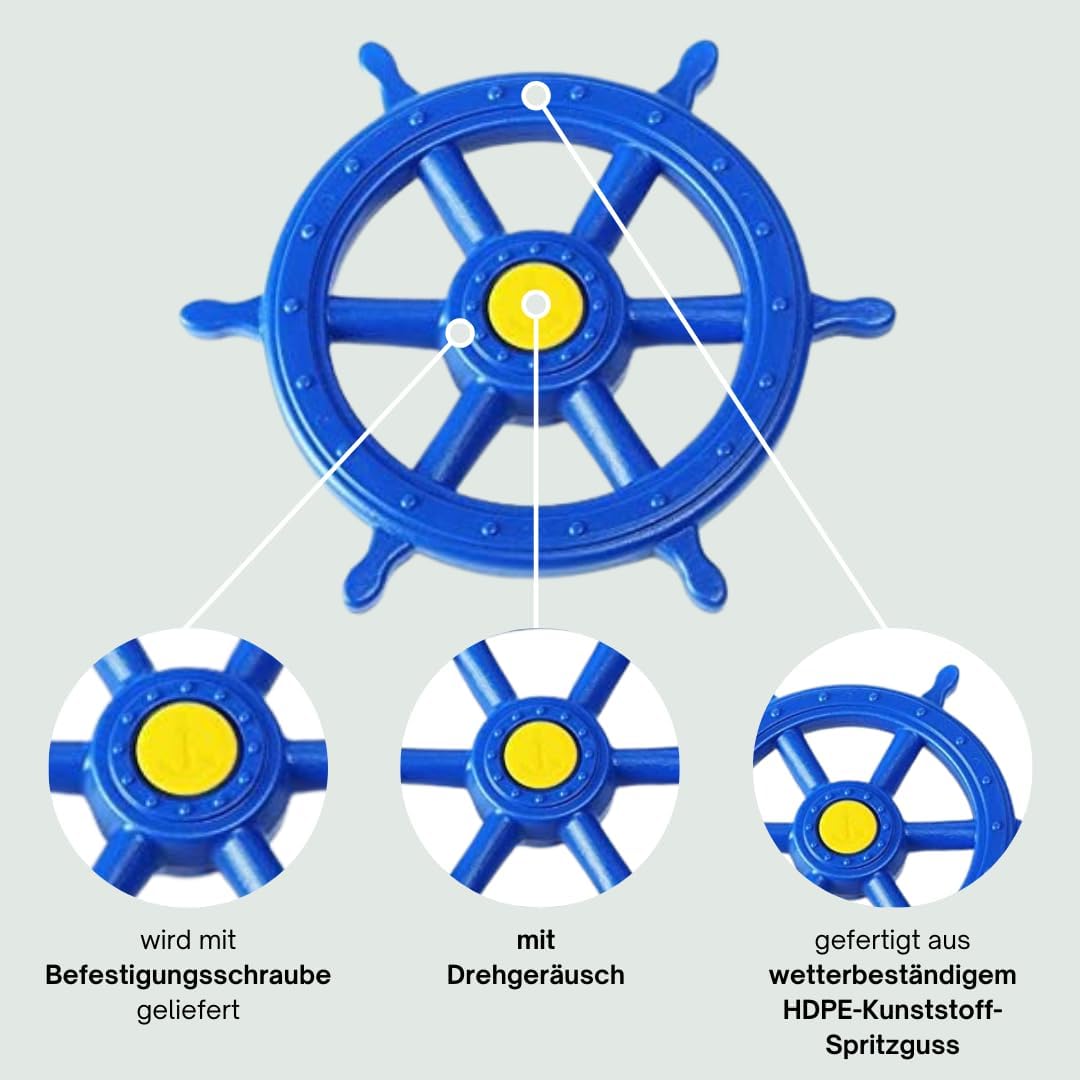 h2i Steuerrad Spielturm & Spielhaus | Piraten Steuerrad aus wetterfestem Kunststoff | bewegliches Sp