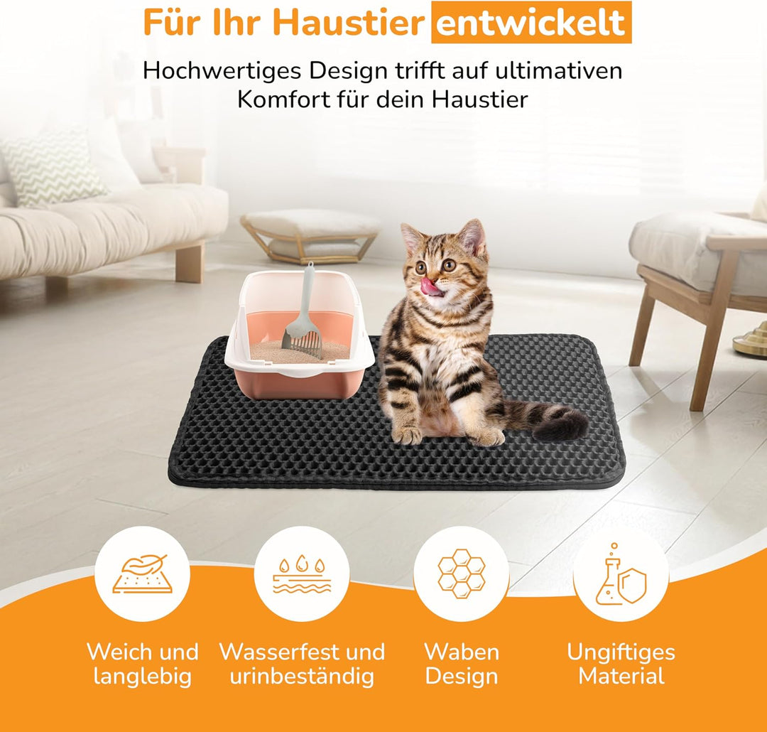 LINUMA® Katzenklo Matte 90x76cm, Katzenstreu Matte, Katzenmatte Katzenklo, Matte Katzenklo Unterlege