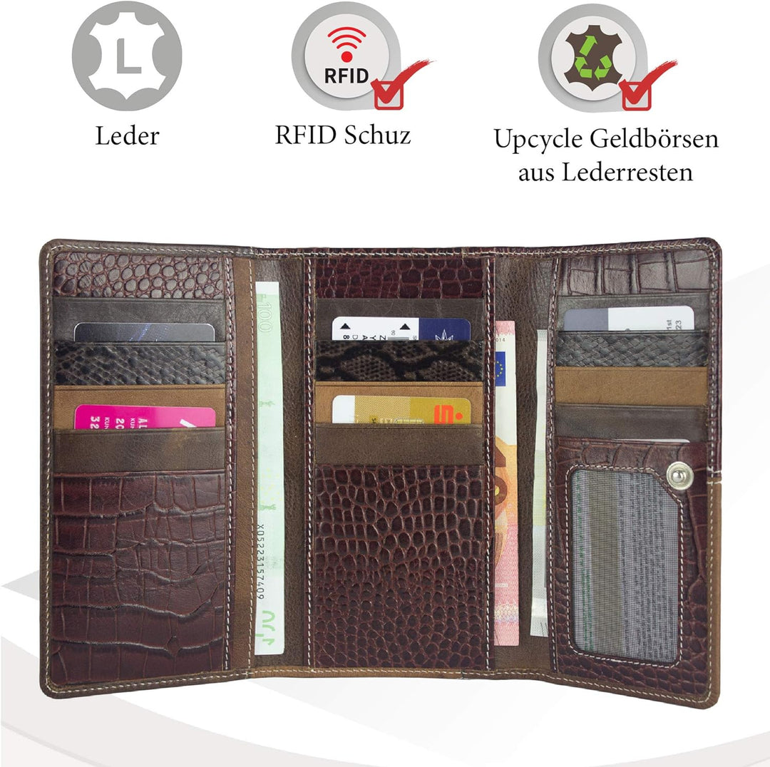 Sunsa Geldbörse. Damen Geldbeutel. Leder Portemonnaie mit RFID Schutz. Kleiner Brieftasche mit Kredi