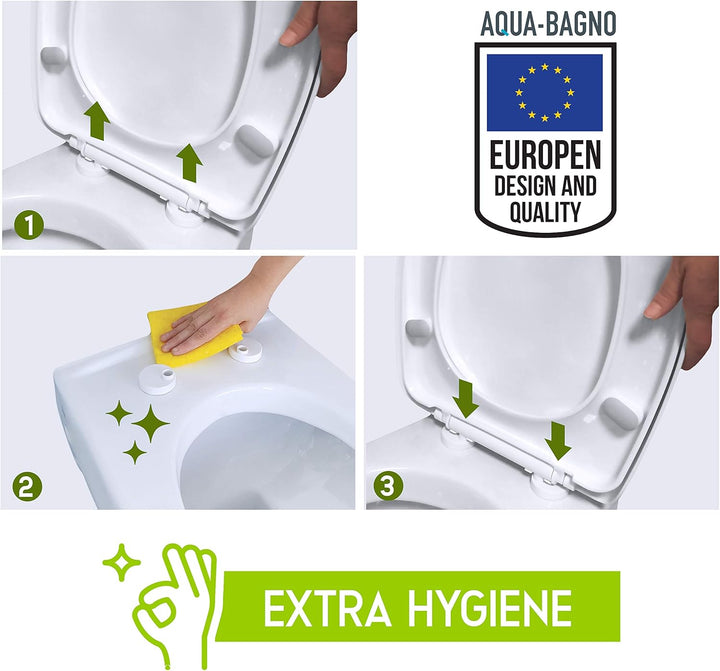 Aqua Bagno | Flacher Toilettendeckel mit Absenkautomatik & WC-Sitz in D-Form, Universal WC-Sitz, abn