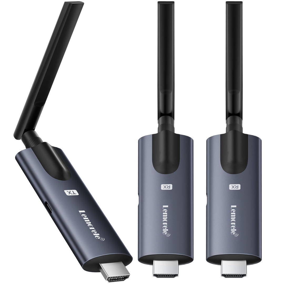 Lemorele Wireless HDMI Set mit 2 Empfängern, bis 200m, 1080P@60Hz 1TX+2RX, 1TX+2RX