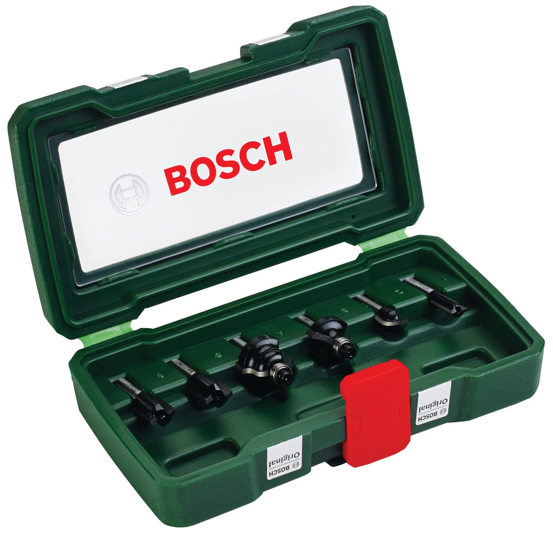 Bosch 6tlg. Hartmetall Fräser Set (für Holz, Ø-Schaft 1/4", Zubehör Oberfräse) 1/4"-Schaft 6 tlg., 1