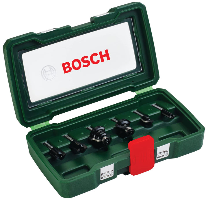 Bosch 6tlg. Hartmetall Fräser Set (für Holz, Ø-Schaft 1/4", Zubehör Oberfräse) 1/4"-Schaft 6 tlg., 1