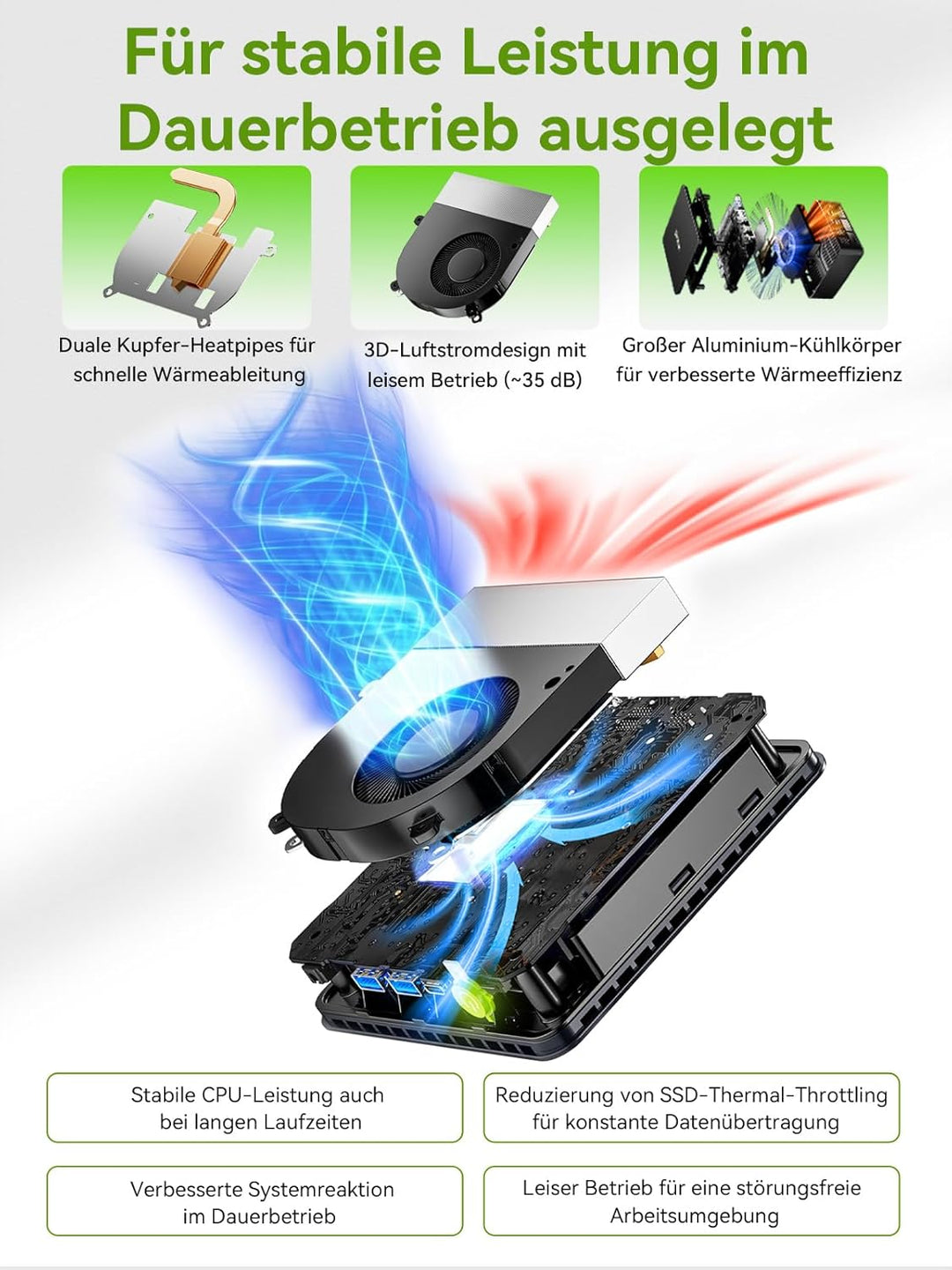 GMKtec G3S N95 Mini PC Intel 3.4GHz, 3 Jahre Produktschutz, 16GB DDR4 + RAM 512GB SSD, Mini Computer