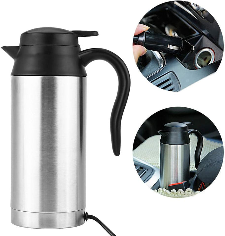 12V Auto Wasserkocher, 750 ml Edelstahl mit Zigarettenanzünder Heizung Wasserkocher Becher Elektrisc