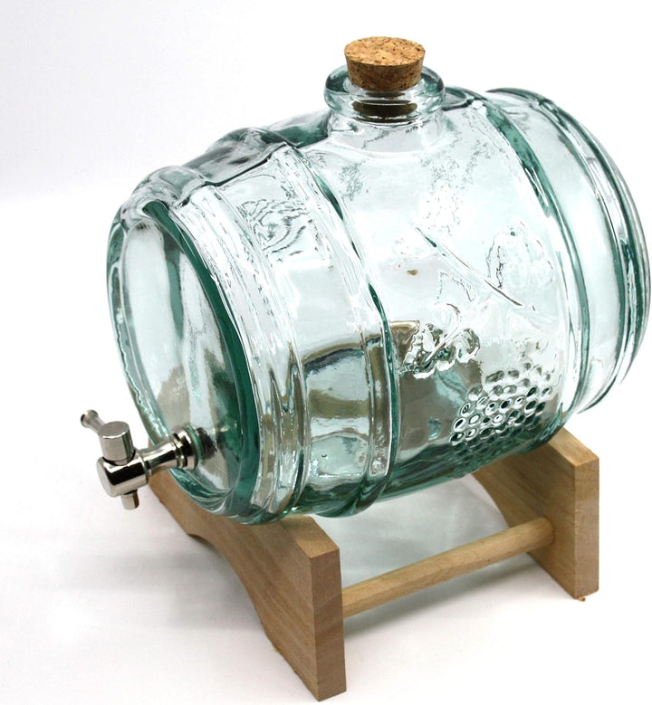 GESCHENKIDEE von MAAJ graviertes GLASFASS 2 L mit METALL-ZAPFHAHN für WEIN WHISKY SCHNAPS in PROFI-Q