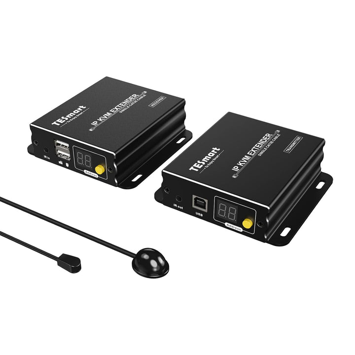 TESmart HDMI KVM Extender, Cat5e/6 Kabel bis zu 120m Full HD 1080P(TX+RX) Extender, Punkt/Multipunkt