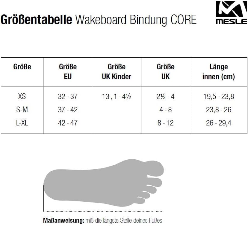 Mesle Wakeboard-Bindung Core, Open Toe Boots, Grösse 32-47 EU, Schuhe, schwarz XS, XS