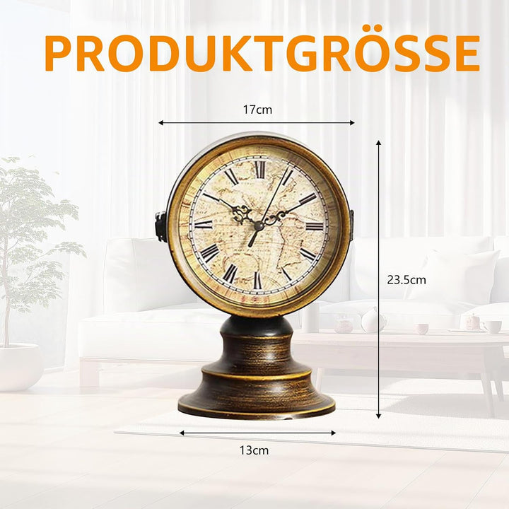 Doppelseitige Tischuhr Vintage, Europäischer Stil Vintage Schreibtisch Uhr, Retro Nacht Mantel Runde