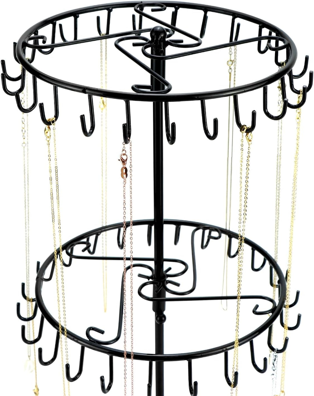 QWORK® 2-Stufiger Drehbar Schmuckständer, 46-Haken Schmuckbaum für Ketten & Armbänder, Ringe & Ohrri