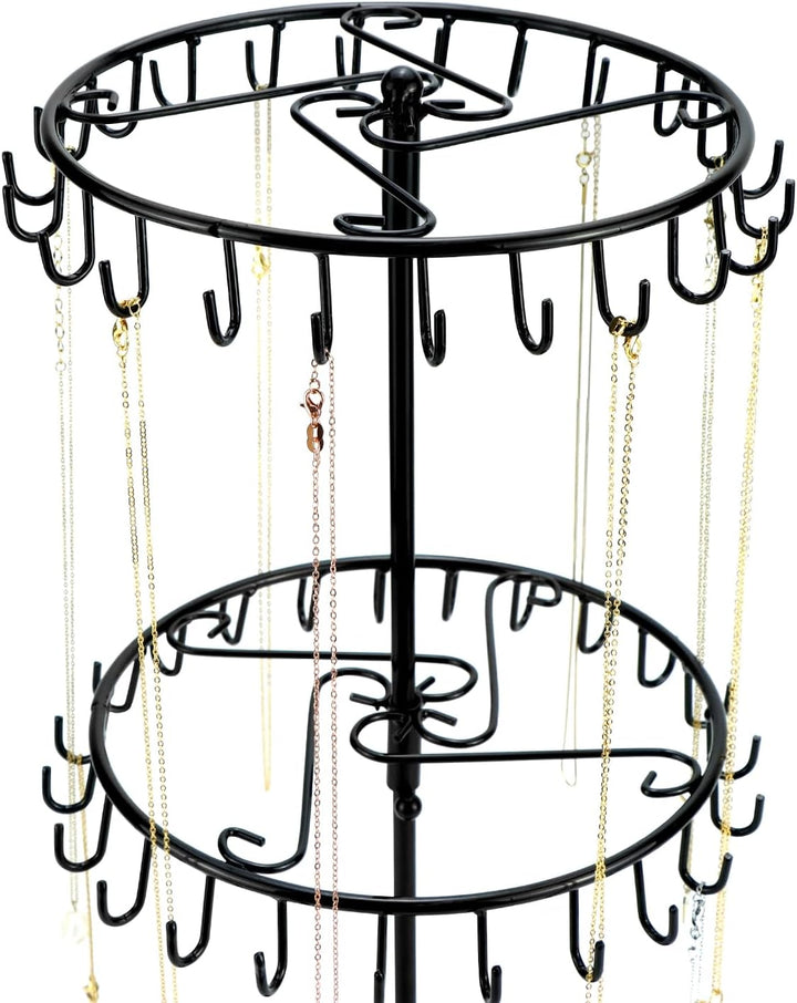 QWORK® 2-Stufiger Drehbar Schmuckständer, 46-Haken Schmuckbaum für Ketten & Armbänder, Ringe & Ohrri