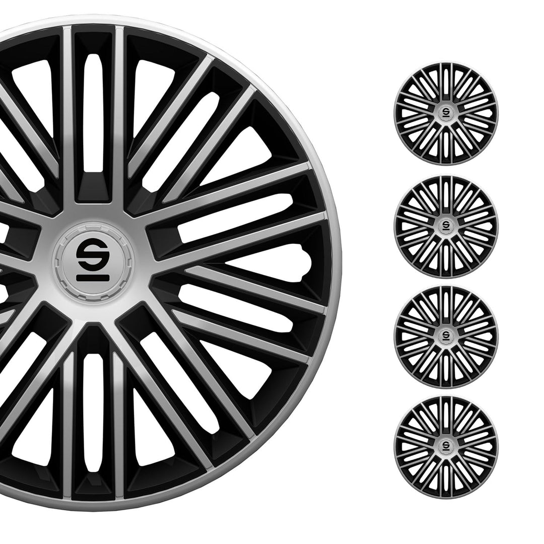 Sparco Radzierblenden Bergamo - 15-Zoll - Silber/Schwarz - Satz mit 4 Stück