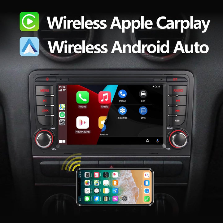Radio für High Power Audi A3 8P/S3/RS3/Sportback, kabellos, kompatibel mit Carplay und Android Auto,