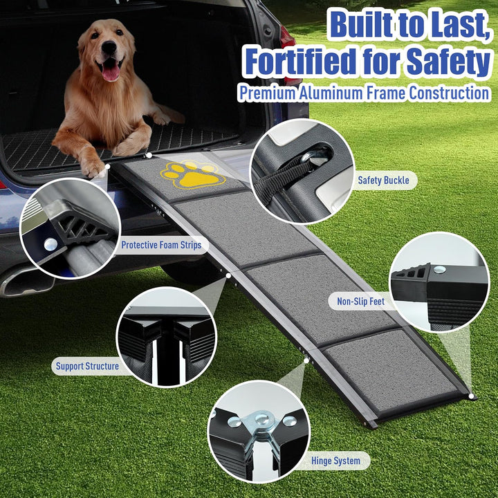 BACOENG Hunderampe Auto Klappbar, Hundetreppe Auto mit Rutschfester Teppich, 160cm rutschfest Hunder