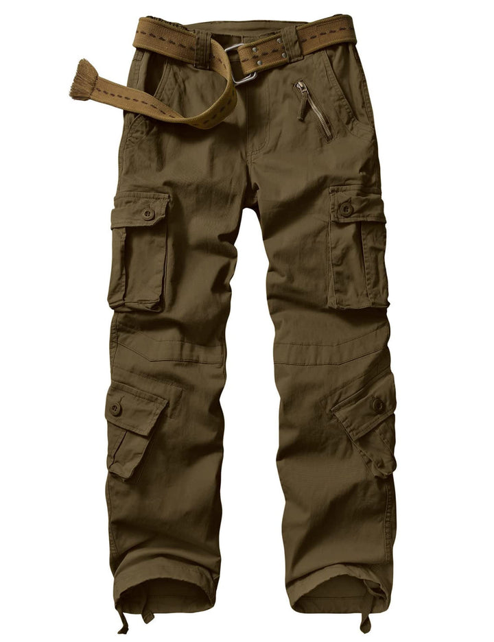 Damen Hosen Cargo Hose Multi Taschen Wanderhose Workwear Reissverschluss Armee Militär Outdoorhose R