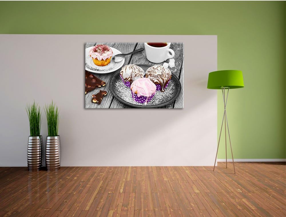Pixxprint Köstliche Cupcakes als Leinwandbild/Grösse: 100x70 cm/Wandbild/Kunstdruck/fertig bespannt,
