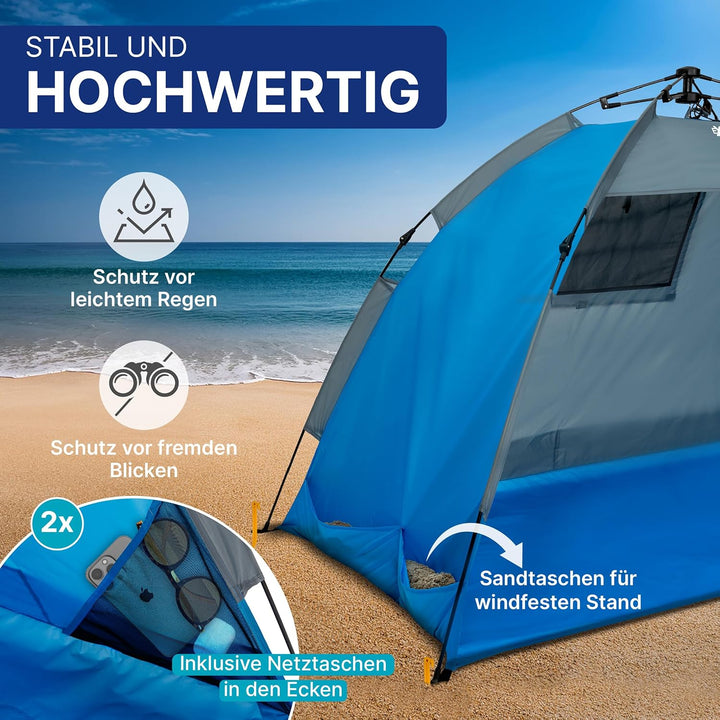 EXPLORER Automatik Strandmuschel mit UV Schutz 80+ [190x100x110cm] kleines Packmass leicht und schne