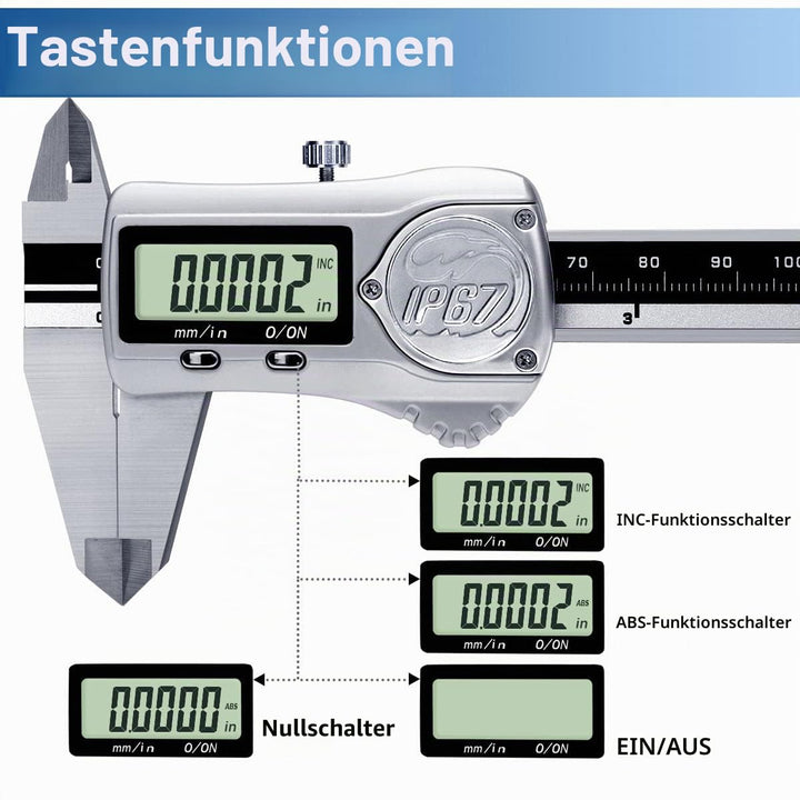 Kynup IP67 Wasserdichter Messschieber Digital, 150mm Schieblehre mit Absoluten Origin, Schieblehre D