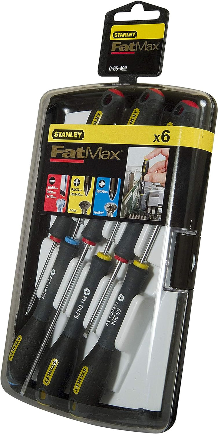 Stanley FatMax Instrumenten-Set 6-teilig (Parallel 2.5/3/3 PH 00/0 PZ0, weiches Griffende, Chrom-Van