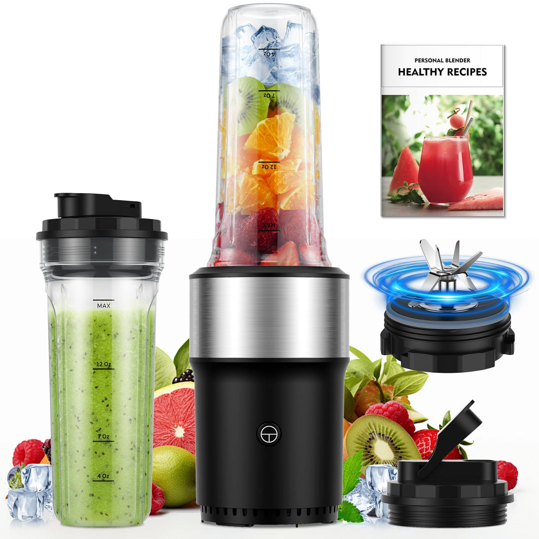 SHARDOR Smoothie Maker, 900W, StandMixer mit 2 * 650ml Flasche | Smoothie Mixer mit Edelstahl 6-Klin