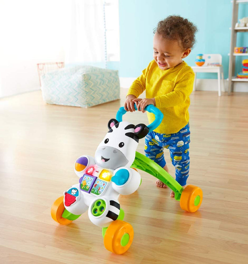 Fisher-Price Lern mit mir - Zebra Lauflernwagen, musikalisches Aktivitäts- und Gehspielzeug mit Lern