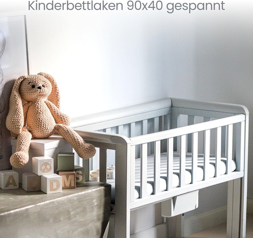 Spannbettlaken Kinderwagen 40x90 Aus 100% Bio-Baumwolle – Waschbar & Ultraweich Grau 2er-Set Spannbe