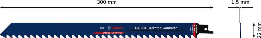 Bosch Professional 10x Expert ‘Aerated Concrete’ S 1241 HM Säbelsägeblatt (für Porenbeton, Länge 300