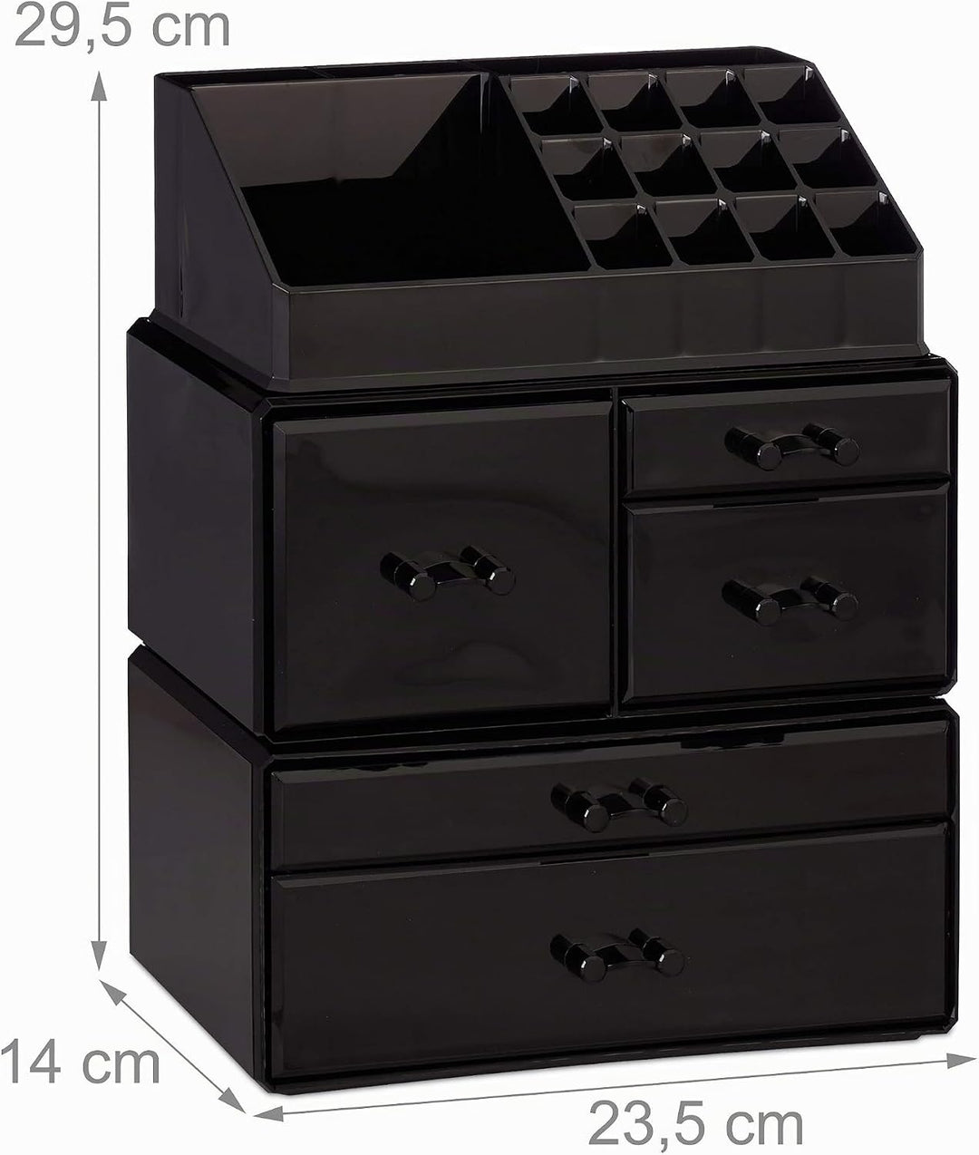 Relaxdays Make Up Organizer mit 21 Fächern, Kosmetik Tower für Lippenstift, Nagellack, Acryl Make Up