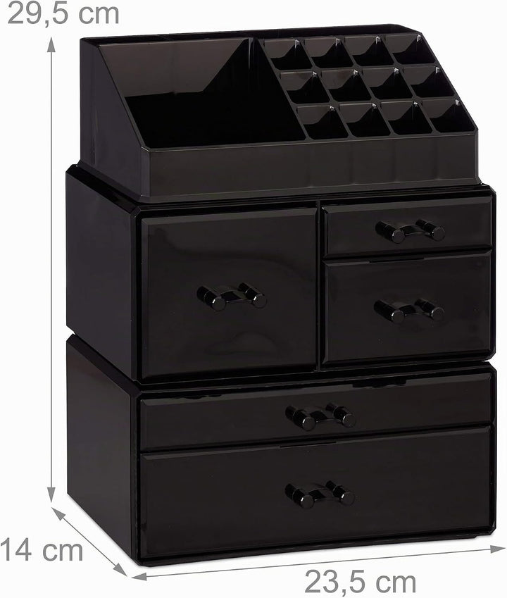 Relaxdays Make Up Organizer mit 21 Fächern, Kosmetik Tower für Lippenstift, Nagellack, Acryl Make Up