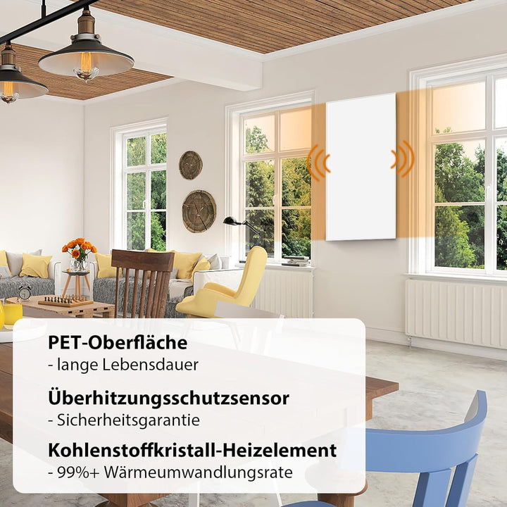 Infrarotheizung WiFi-Steuerung 1000 W – Bodenstehend, an der Wand montiert, Infrarot-Heizung energie
