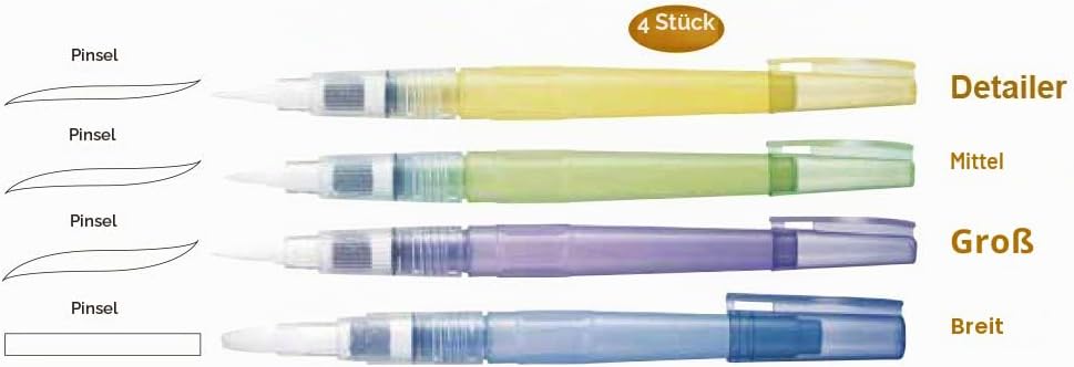 Kuretake Zig Aquarell-Pinsel2O, mehrfarbig, klein, S