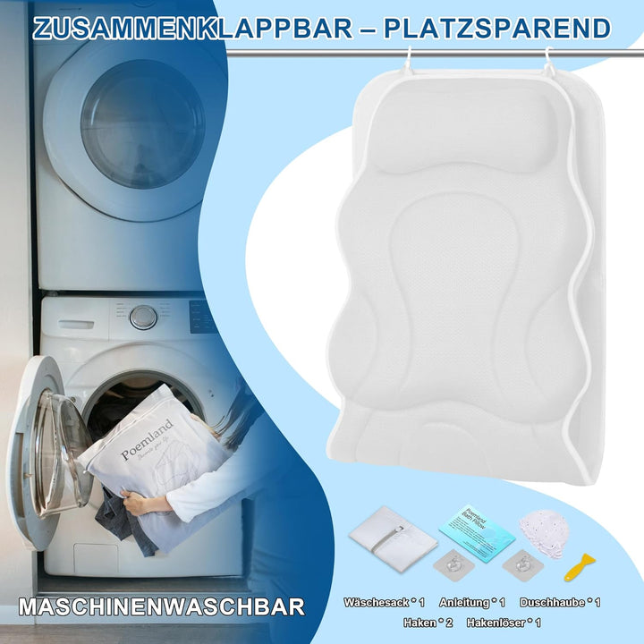 Poemland Luxus Dicke, volle Körper Badewannenkissen Mat &amp; Cushion für Badewanne Kopfstütze Hals Schu