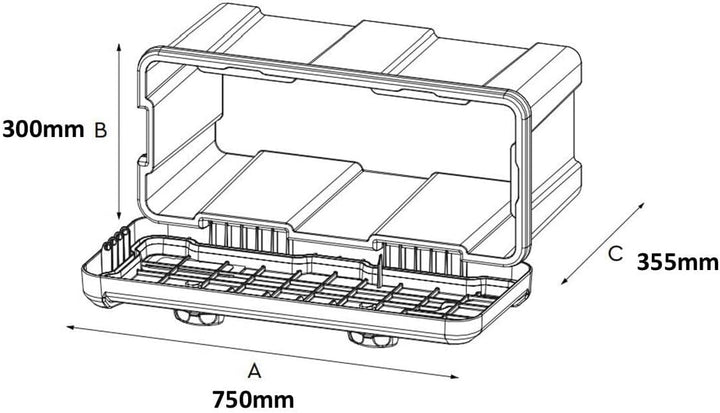 DAKEN Blackit L - 750 x 300 x 355 mm, Deichselbox mit 2 Schlösser, Werkzeugkasten für Anhänger Stauk