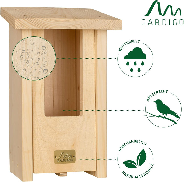 Gardigo Nistkasten für Rotkehlchen | Made in Germany, aus deutschem Holz, Vogelhaus, verschraubt, un
