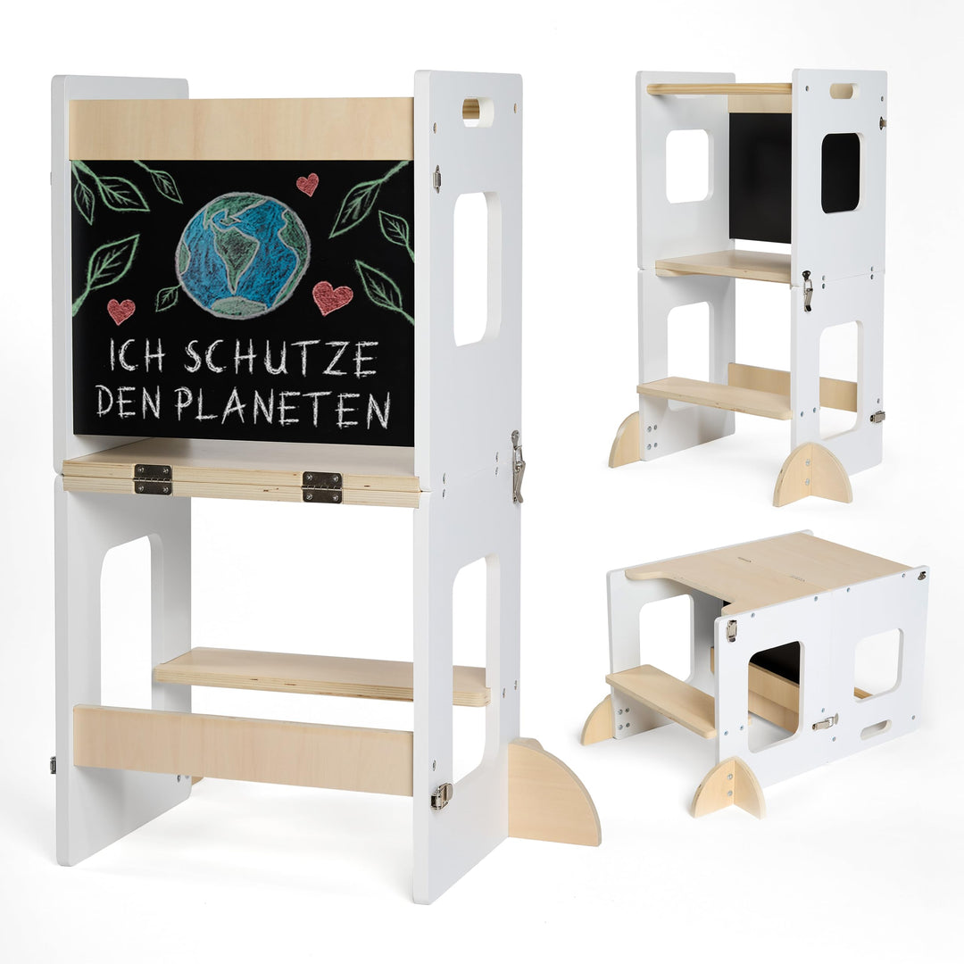 Lernturm ab 1 Jahr – Lernturm Klappbar 3 in 1 mit Tafel – Learning Tower für Kinder – Faltbar mit Si