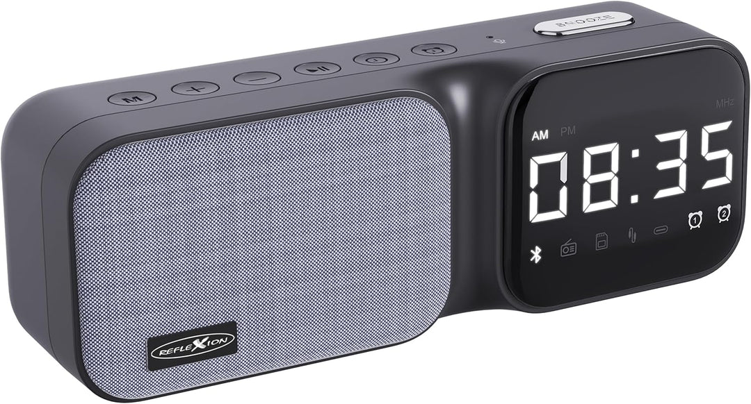 REFLEXION CLR24BT Uhrenradio mit Bluetooth, Radio, Micro-SD, AUX-IN, Uhrzeit/Datum, Wecker und Schlu