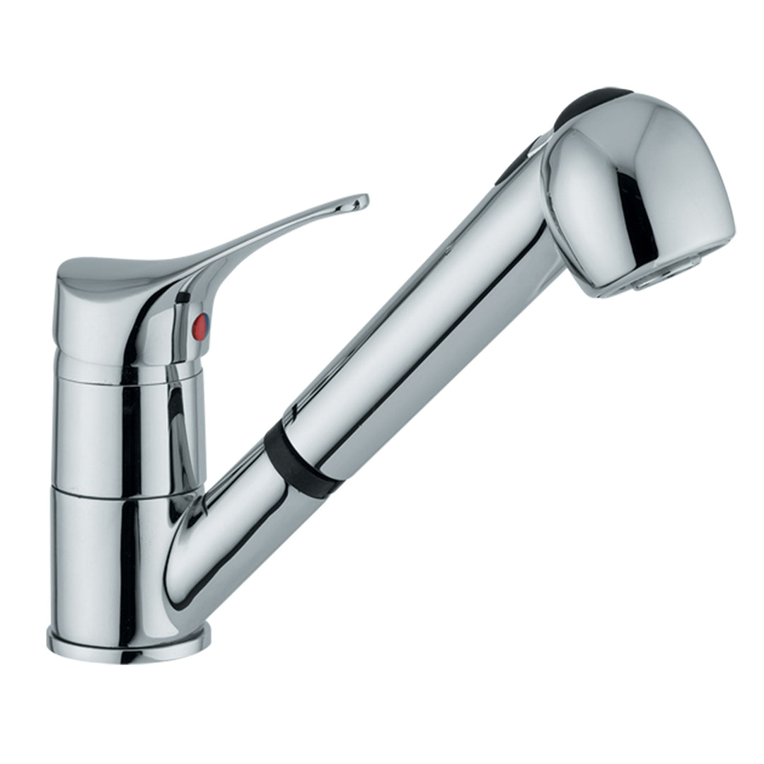 Ambrosiana SEI14080000 Armatur für Spülbecken mit ausziehbarer Handbrause mit 2 Strahlarten, Chrom