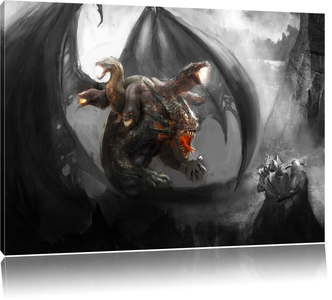 Pixxprint Drachen Schlangen als Leinwandbild/Grösse: 100x70 / Wandbild/Kunstdruck/fertig bespannt, 1