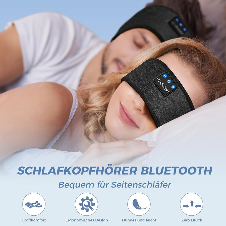 LC-dolida Schlafkopfhörer Bluetooth 5.4, Schlaf Stirnband Kopfhörer Headband Schlafmaske, Sportskopf