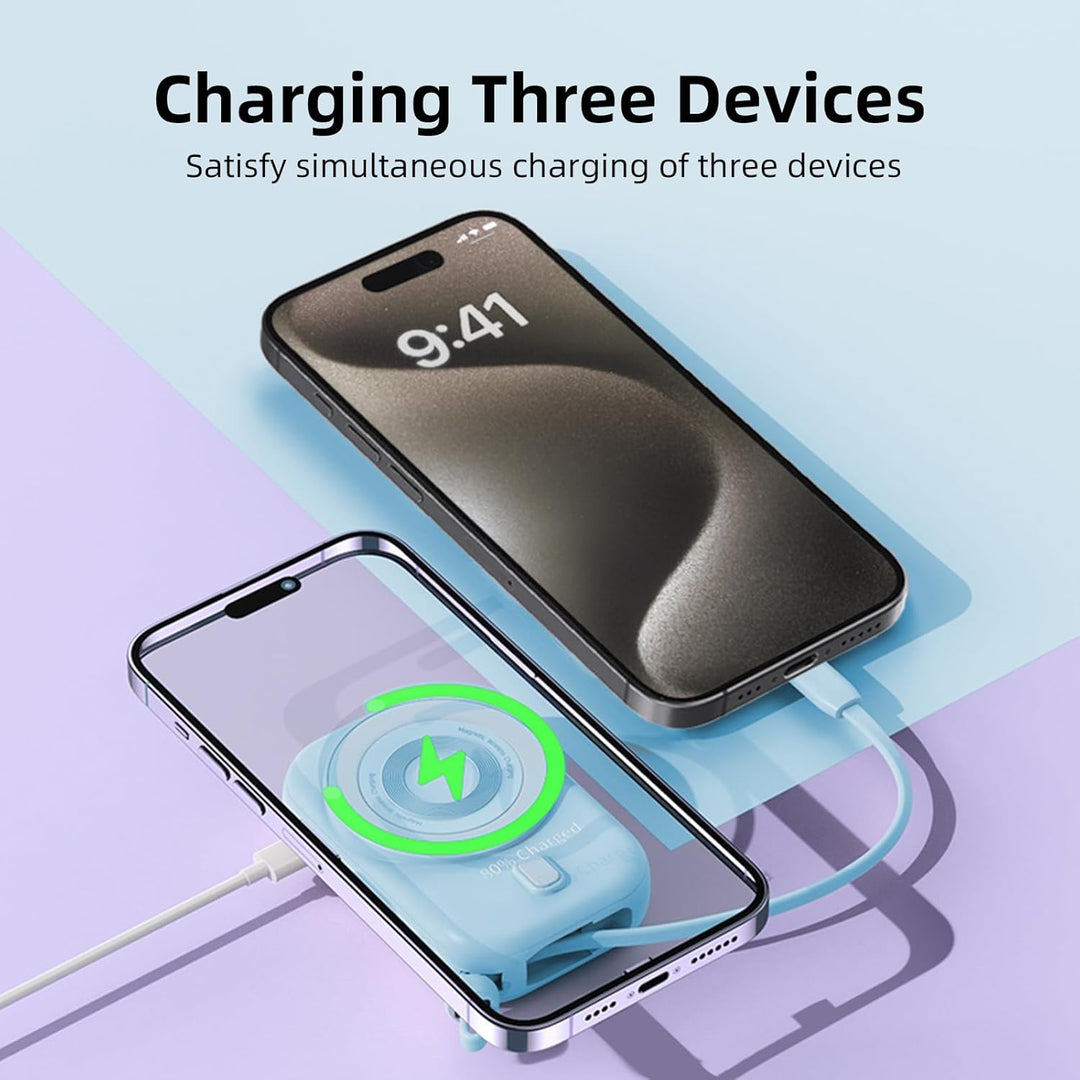 Mini Powerbank 10000mAh mit Magnetischer Schnellladung &amp; 20W PD, 22.5W Max, Tragbare Externe Batteri