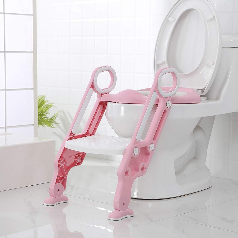 Faltbares Toilettentrainer Toilettensitz Kinder mit Treppe Höhenverstellbar Toilettenaufsatz WC Sitz