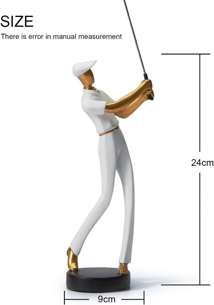 Amoy-Art Golfer Figuren Statue Modern Dekor Skulptur Wohnzimmer Kunst Golfspieler Arts Polyresin Wei