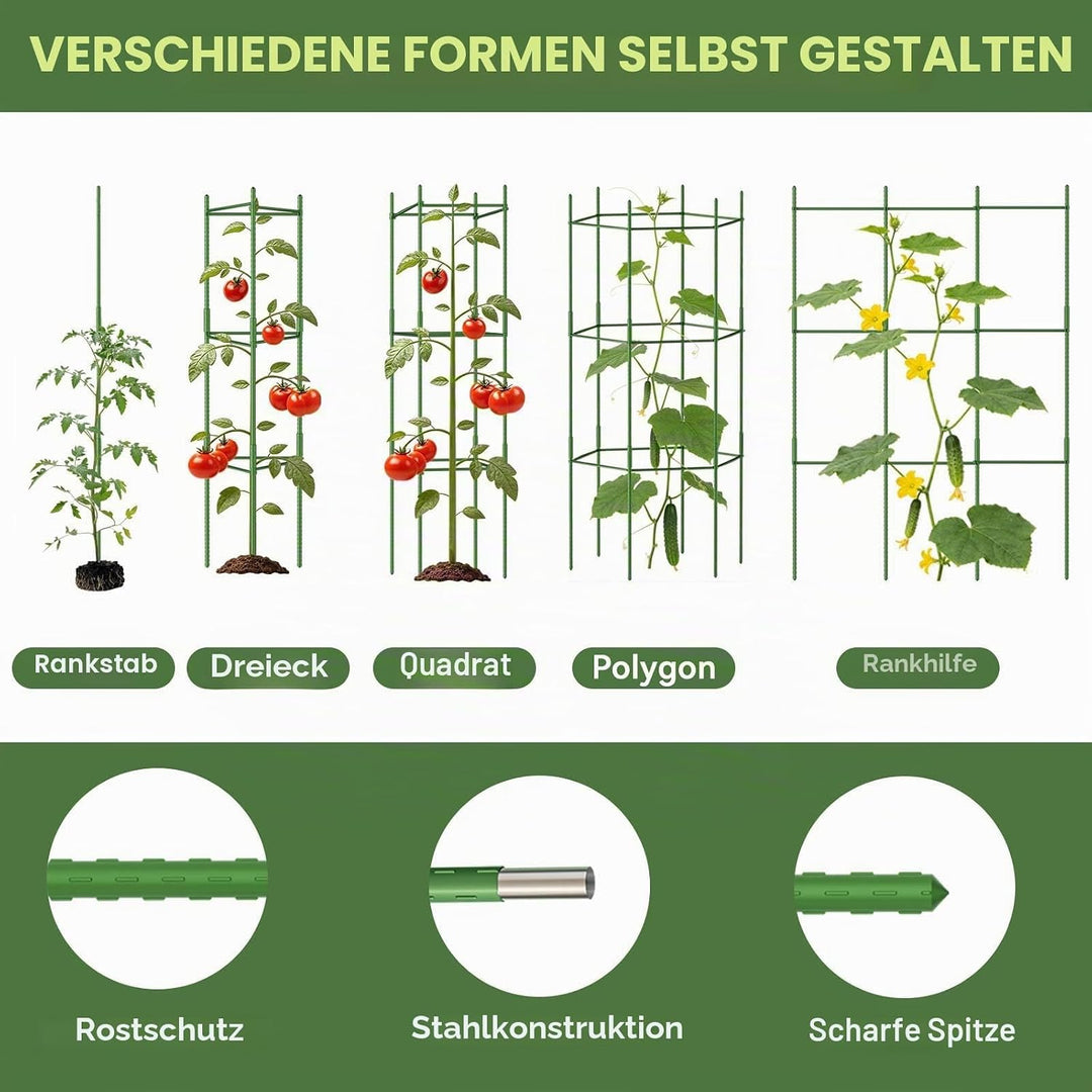 Halatool 6 Stück Tomaten Rankhilfe,120cm Pflanzenstütze Pfahl, Verstellbarer Tomatenkäfig, Gartenpfä