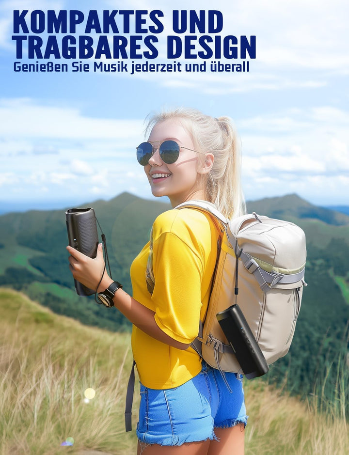 UOHHBOE Bluetooth Lautsprecher Bluetooth 5.3 Tragbarer Kabelloser Musikbox mit TWS Stereo RGB Lichte
