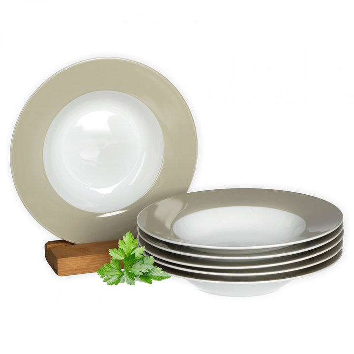 van Well Vario Suppenteller-Set 6-teilig - Teller-Service für 6 Personen - tiefe Pasta-Teller 21,5cm
