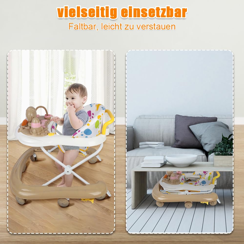 Baby Walkingstock, Gehstock mit Spieluhr und Licht, Waschbarer Sitz, für 6-18 Monate, 62 x 68 x 36-8