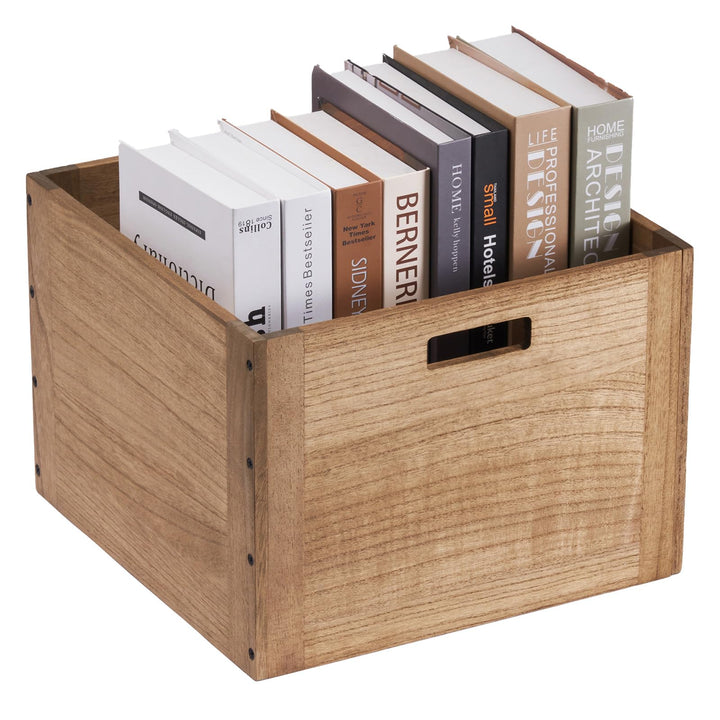 KIRIGEN Stapelbare Aufbewahrungsbox aus Paulownia-Holz, Regalwürfel mit Verbindungsplatten und Fussp